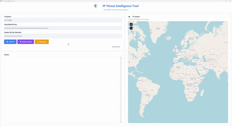 IP Threat Intelligence Tool Screenshot